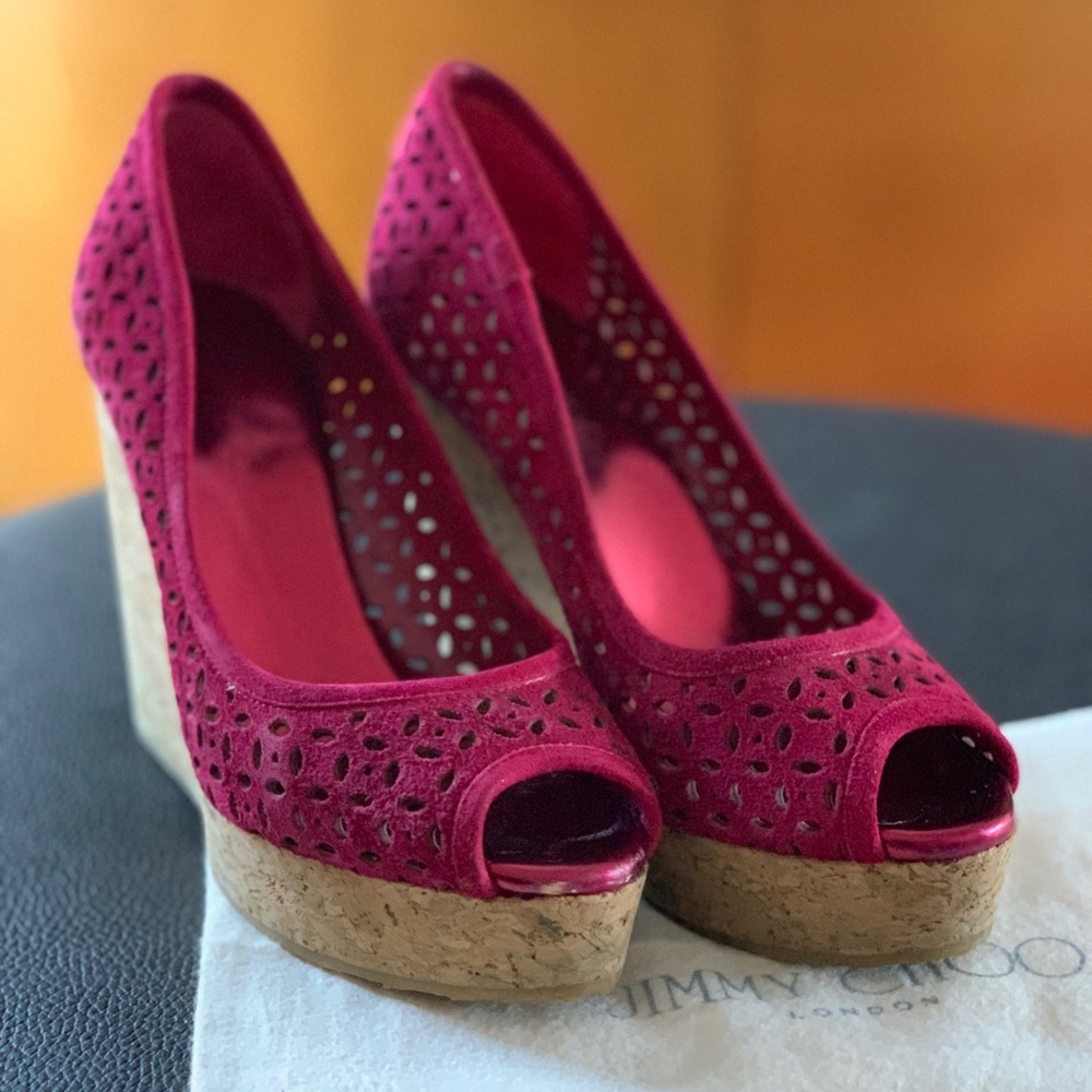 Jimmy Choo Burgundy Wedges